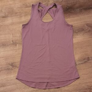 Women's Mauve Sleeveless Criss Cross Racer Top with High Low Hem